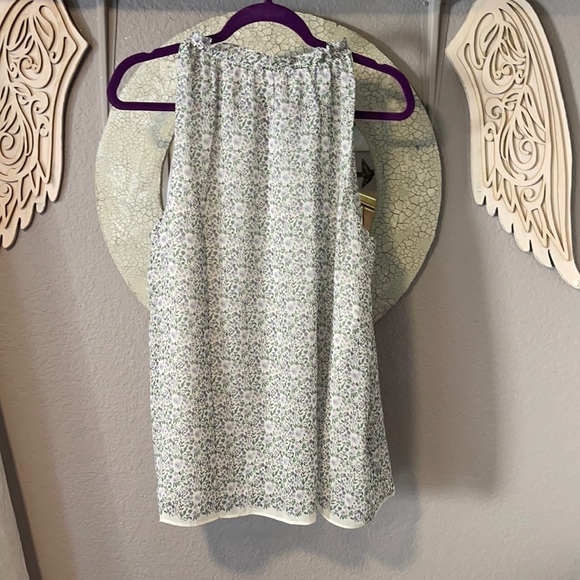 Max Studio Blouse Sleeveless Lined Floral Ruffle Tie Neck Brand New! - Picture 2 of 8